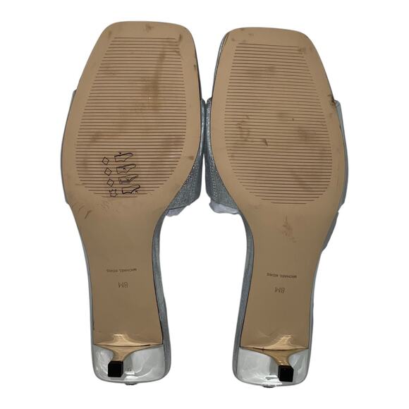 Michael Kors Women's Merriam Kitten Heel Slide Sandals Silver Size 8 M - Picture 4 of 4